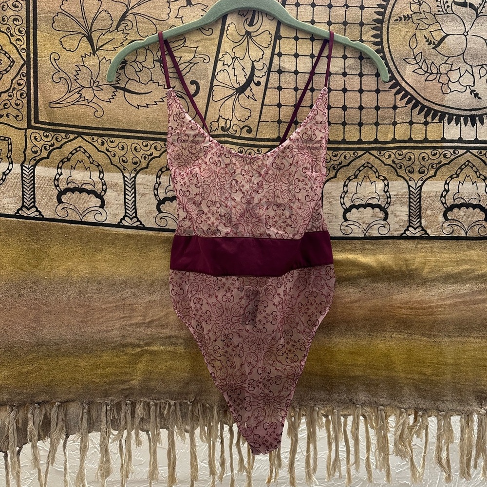 Victoria's Secret Pink Lace Chemise Bodysuit